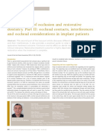 Fundamentals of Occlusion and Restorative Dentistry. Part II: Occlusal Contacts, Interferences and Occlusal Considerations in Implant Patients