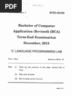 Bachelor of Computer Application (Revised) (BCA) Term-End Examination December, 2018 'C' Language Programming Lab