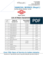 Jassal Mechanical Works (Regd.) : List of Major Equipments