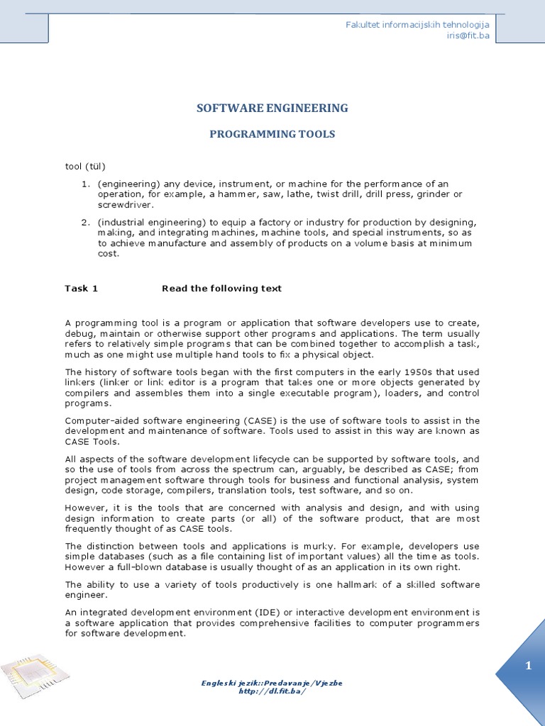 Software Engineering: Programming Tools | PDF | Integrated Development ...