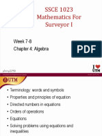 SSCE 1023 Mathematics For Surveyor I: Week 7-8 Chapter 4: Algebra