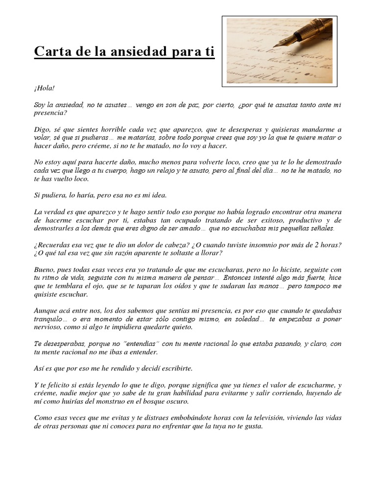 Carta de La Ansiedad para Ti | Verdad | Ocio