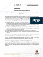 Requisitos para Solicitar Bienes en Donación Al Servicio de Administración y Enajenación de Bienes, SAE