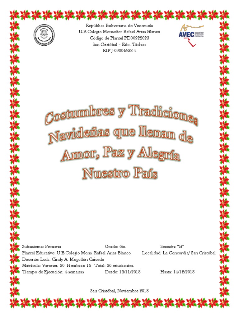 Proyecto Navideño para Sexto Grado | PDF | Familia | Aprendizaje