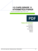 2013 CAPS GRADE 11 Mathametics Paper: Table of Content