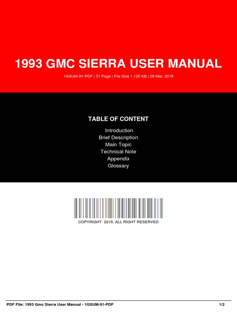 ID512485113-1993 GMC Sierra User Manual | PDF | E Books | Computer Data