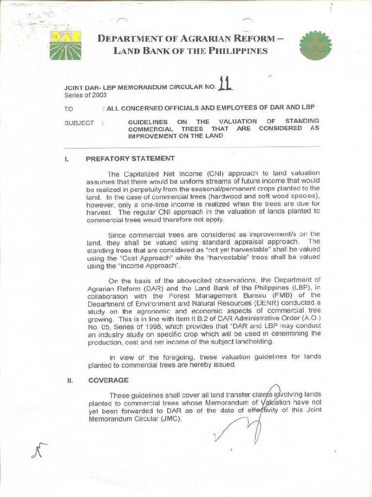 2003 JOINT DARLBP MC 11 Guidelines On The Valuation of Standing