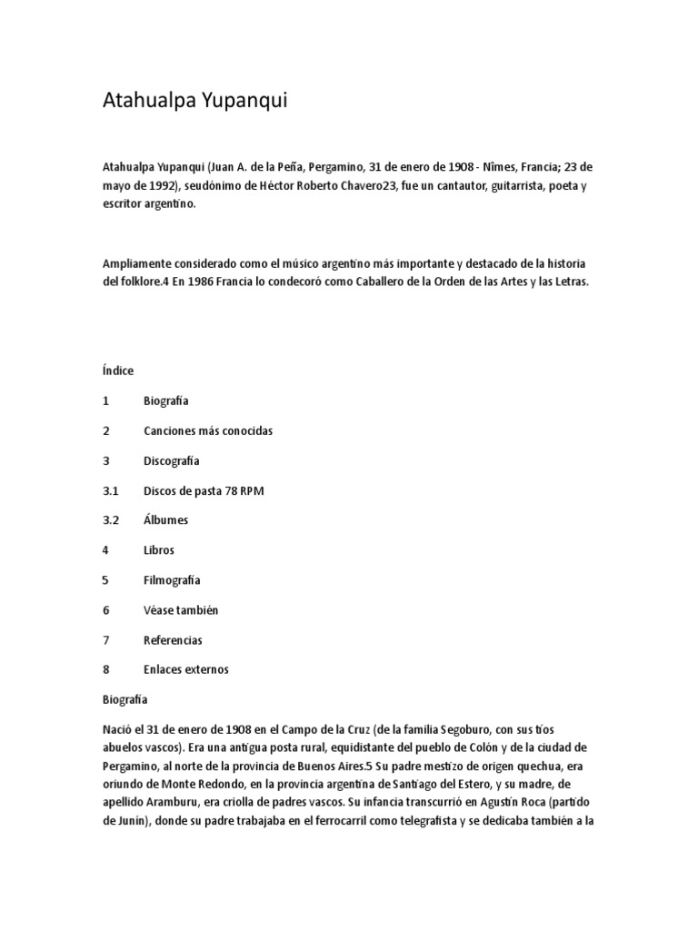 Atahualpa Yupanqui Pdf Entretenimiento General