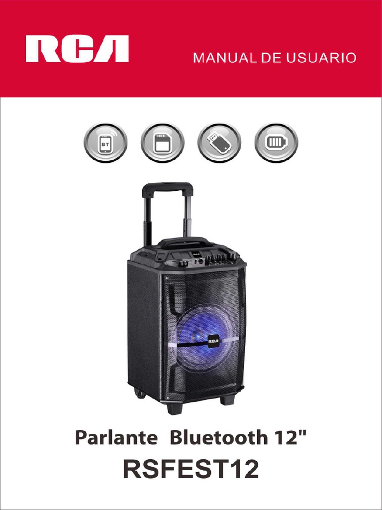 Parlante Bluetooth Rca Party12 30w Karaoke Aux C/ Microfono