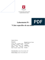 Laboratorio IV: "Calor Específico de Un Sólido": Facultad de La Educación Laboratorio de Física