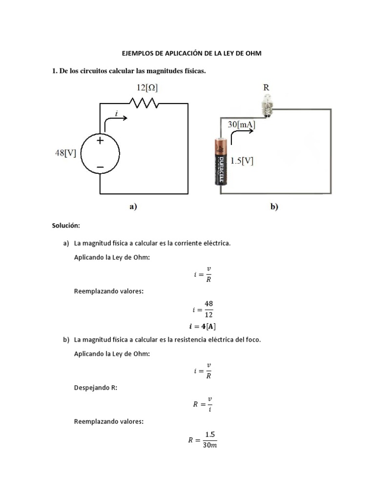 Ejercicios Resueltos Ley de Ohm Resistencia eléctrica y