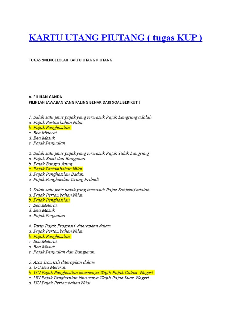 Contoh Soal Pilihan Ganda Tentang Piutang Beserta Jawabannya Dunia Sosial
