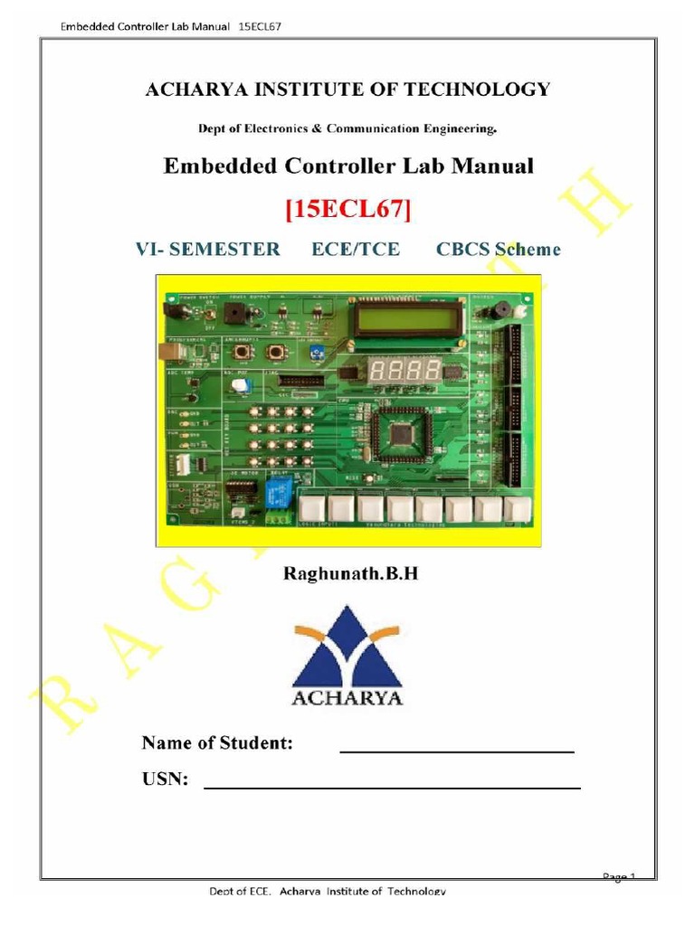 Embedded Controller Lab Manual 15ecl67 PDF | PDF