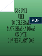 Nss Unit Uiet To Celebrate Matribhasha Diwas On Date: 21 FEBRUARY, 2019