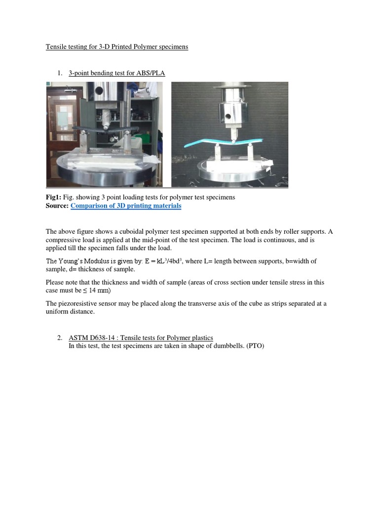 Fig1: Fig. Showing 3 Point Loading Tests For Polymer Test Specimens ...