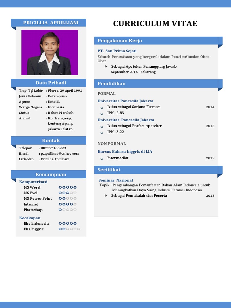 Cv Apoteker Cv Apoteker