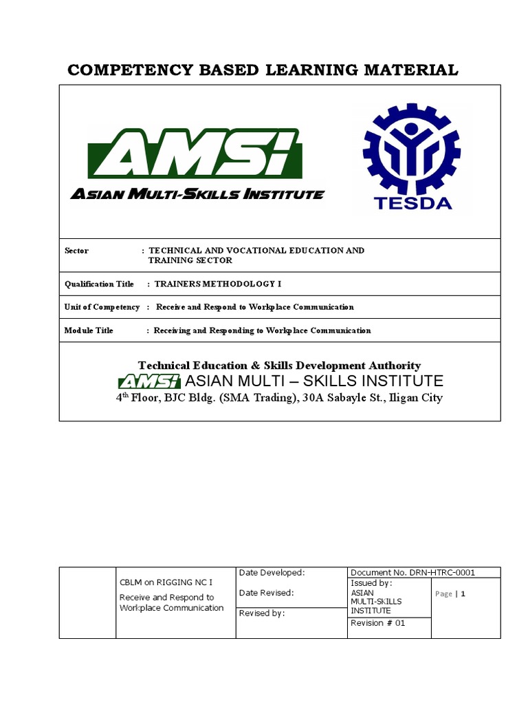CBLM: Workplace Communication Module | PDF | Communication | Nonverbal ...