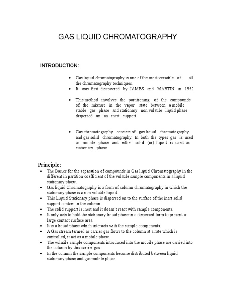 Gas Liquid Chromatography | PDF | Gas Chromatography | Chromatography