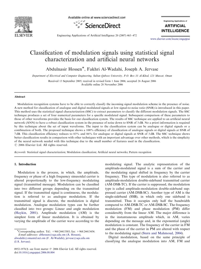 Modulation Signal Classification Using ANN | PDF | Modulation | Signal ...