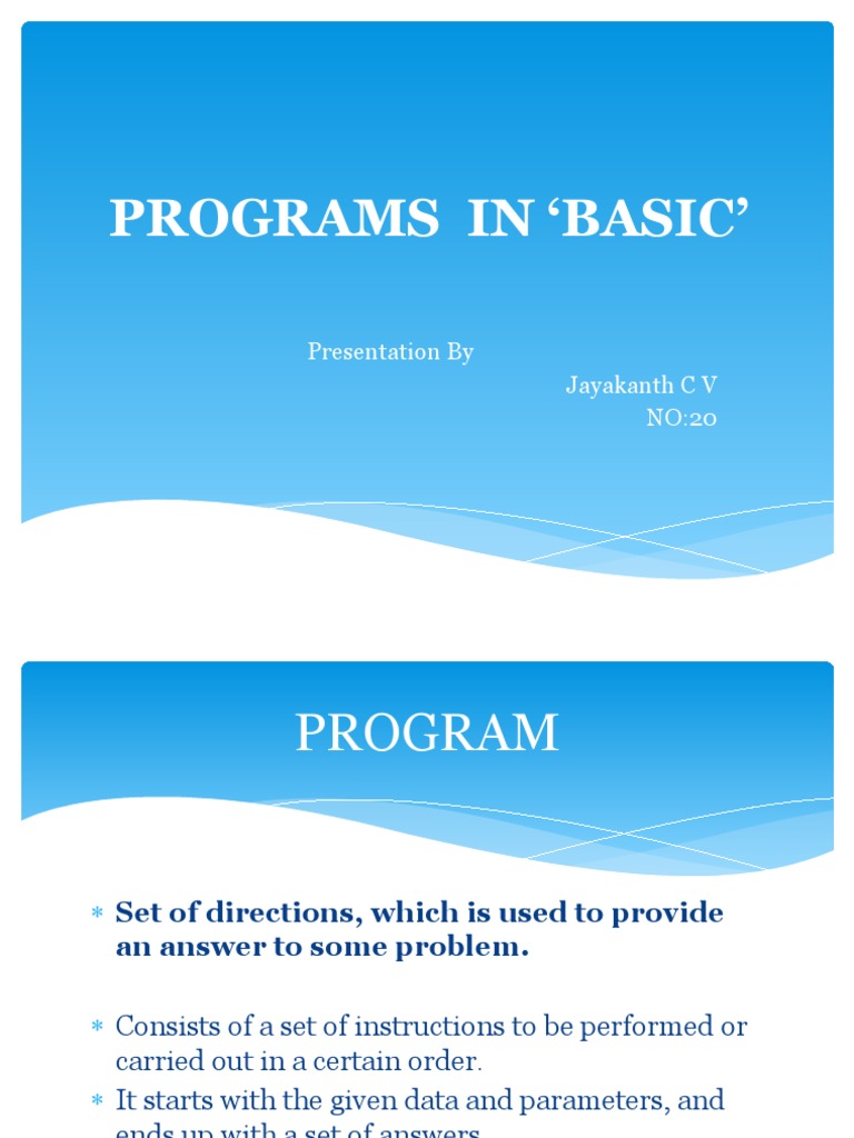 Programs in Basic' | PDF | Basic | Computer Programming