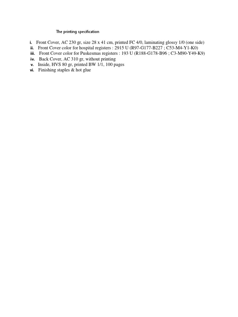 The Printing Specification | PDF