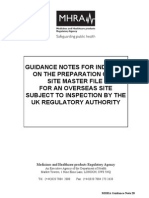 Guidance Notes For Industry On The Preparation of A Site Master File For An Overseas Site Subject To Inspection by The Uk Regulatory Authority