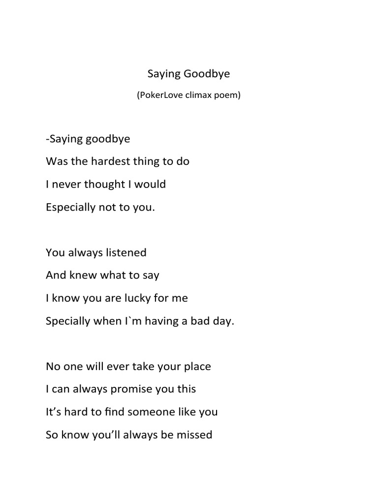 Saying Goodbye Pdf