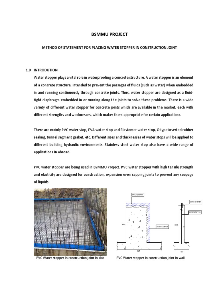 Rubber & PVC Waterstop Installation Method