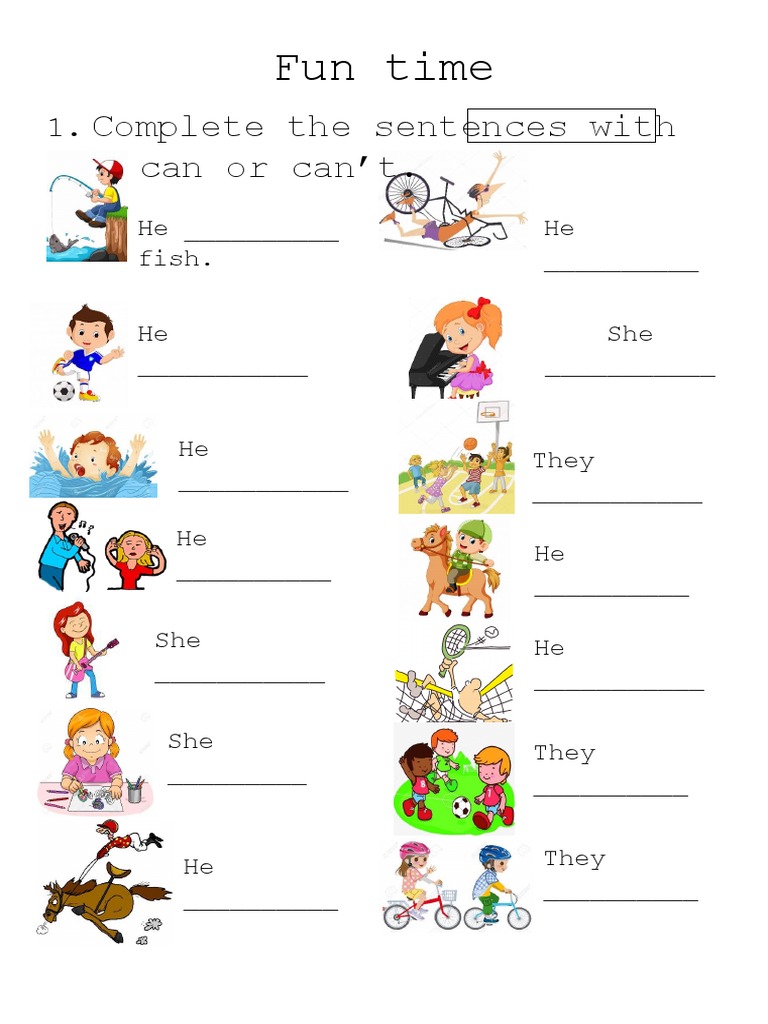 Unit 9 Fun Time Kid's Box 1 Cambridge Can Cant Activity 1 | PDF