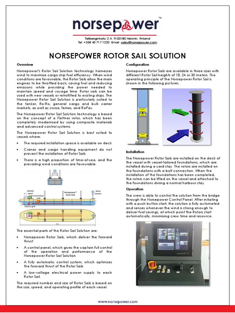 Norsepower Rotor Sail Technology Overview | PDF | Ships | Helicopter Rotor