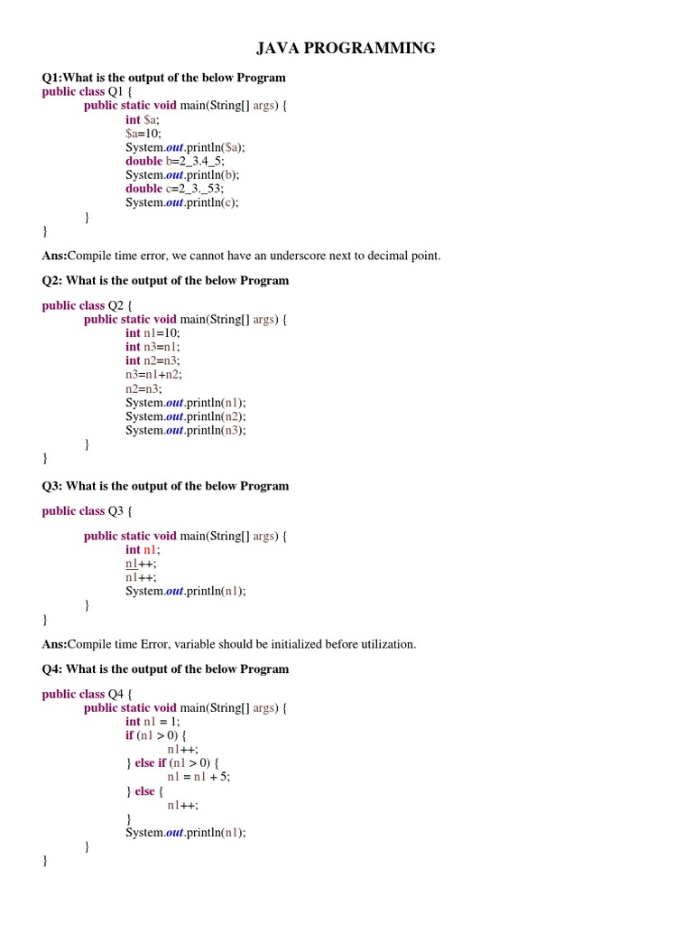 Java Programming: Args $a $a $a B B C C | PDF | Notation | Areas Of ...
