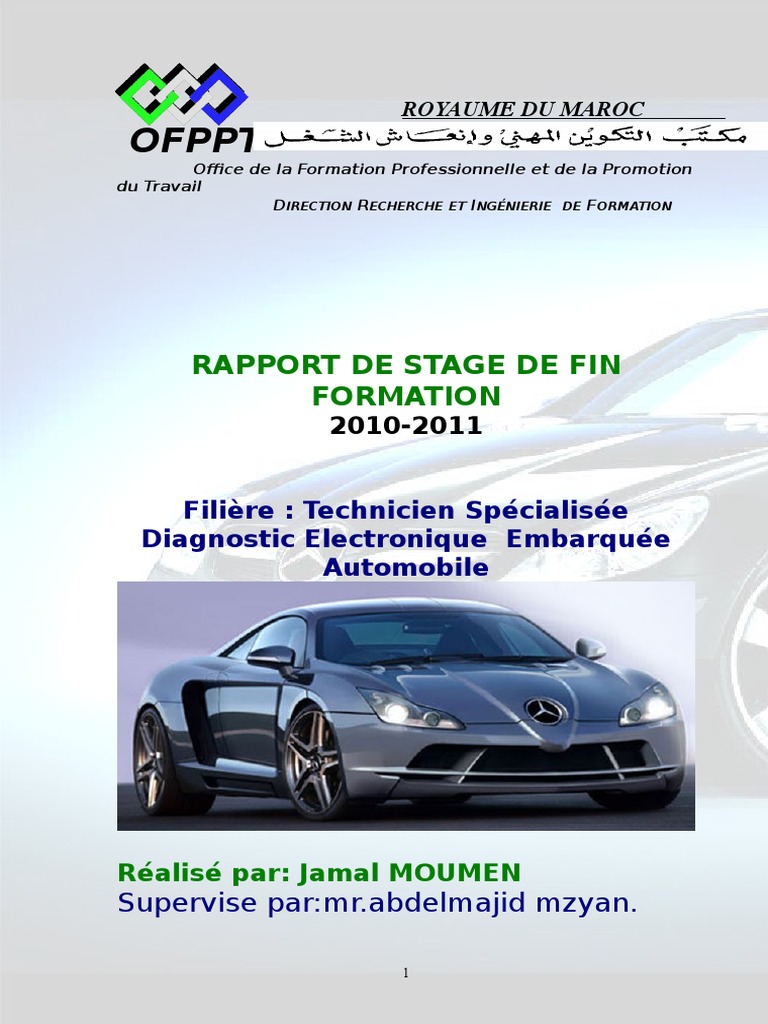 RAPPORT DE STAGE DE FIN FORMATION Diagnostic Electronique Embarquee  Automobile, PDF, Courroie