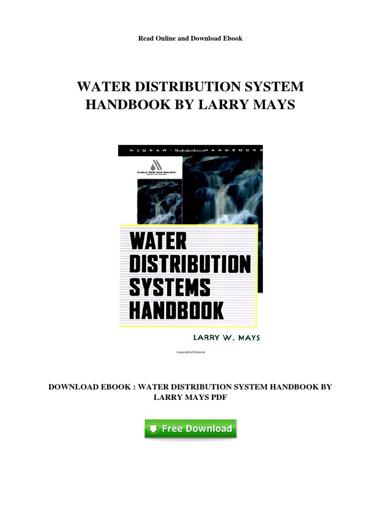 Water Distribution System Handbook by Larry Mays PDF PDF Hydrology