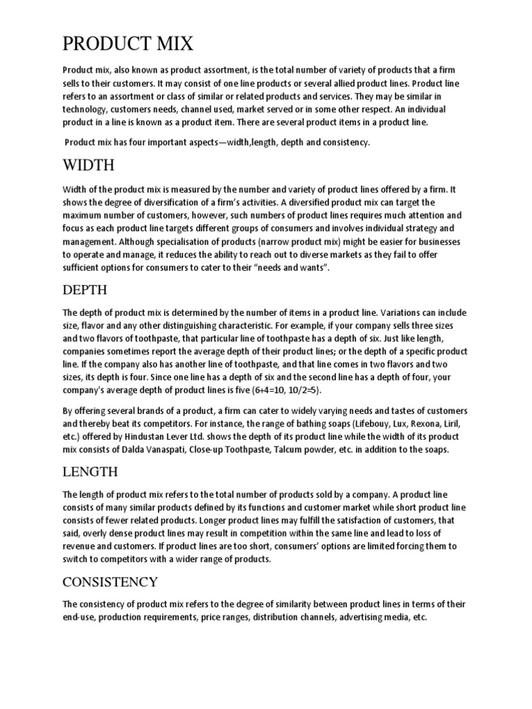 Understanding Product Mix Elements | PDF | Microeconomics | Economies