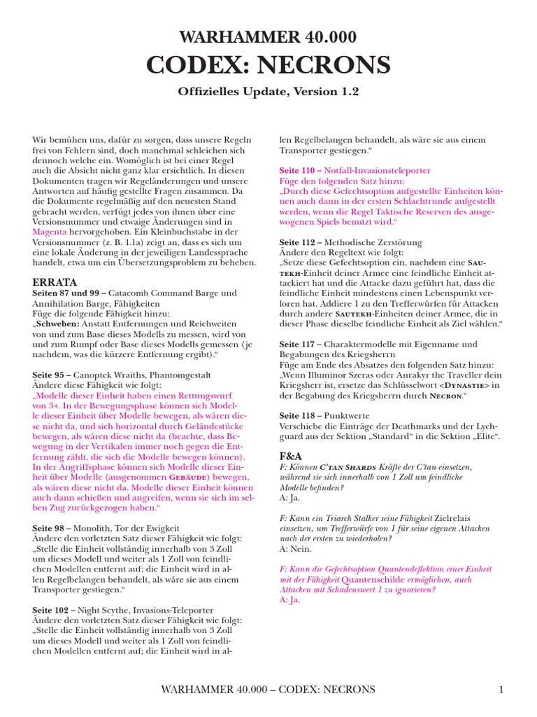 Warhammer 40000 Necrons de | PDF