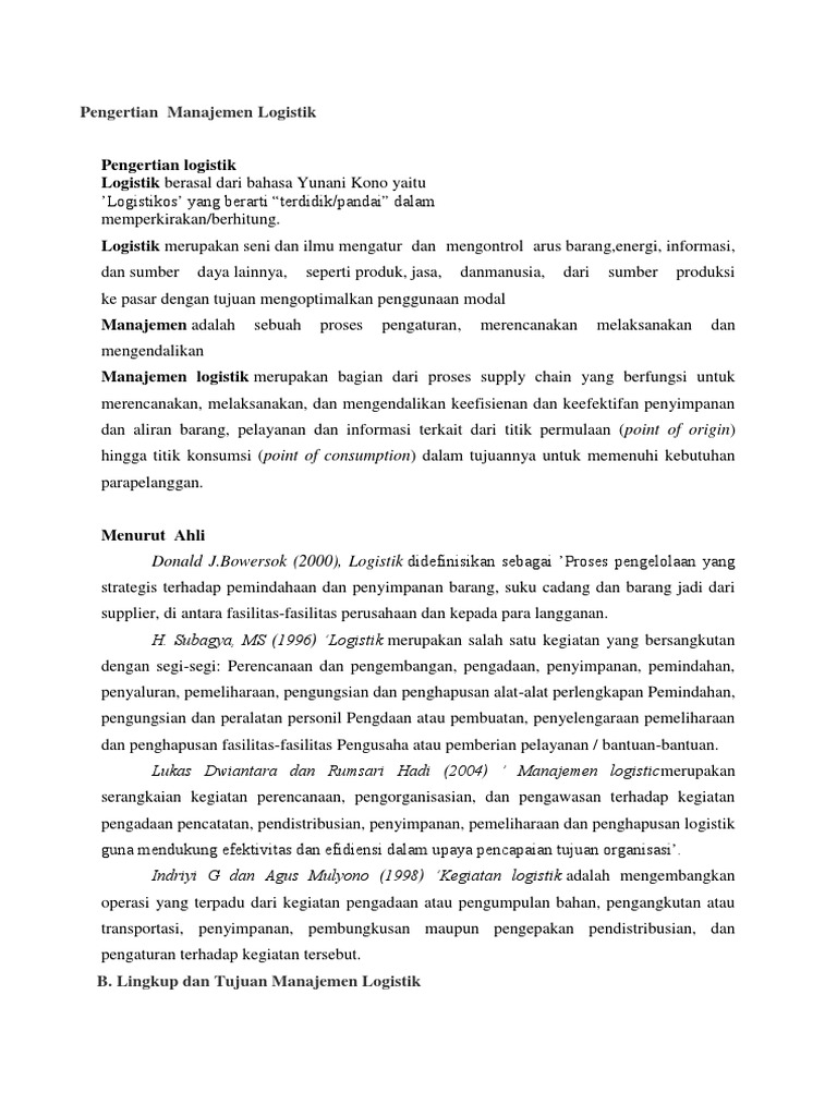 Makalah Manajemen Logistik Docx