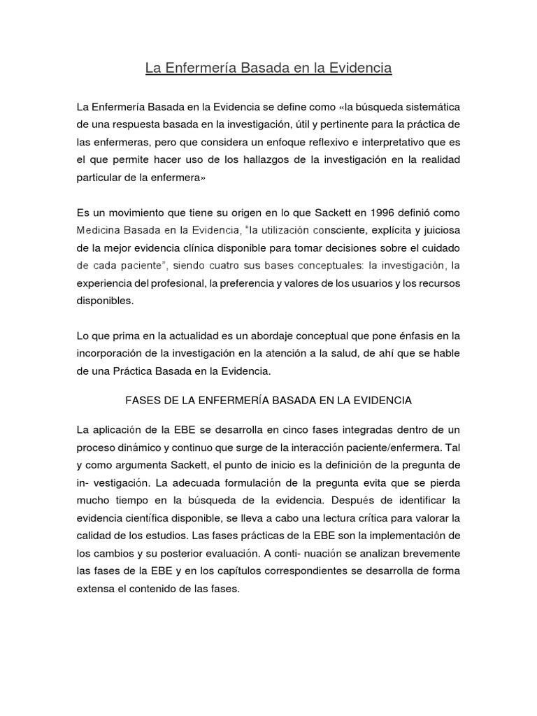 Fases de la Enfermería Basada en Evidencia | PDF | Enfermería ...