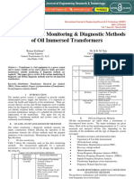 Monitoring and diagnostic methods of oil filled transformers