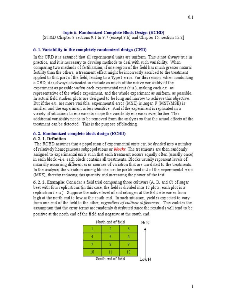 Topic 6. Randomized Complete Block Design (RCBD) | PDF | Errors And ...