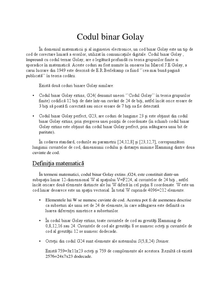 Codul Binar Goday | PDF