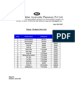 Heritage Malabar Ayurvedic Pharmacy PVT LTD: Patent Products Price List