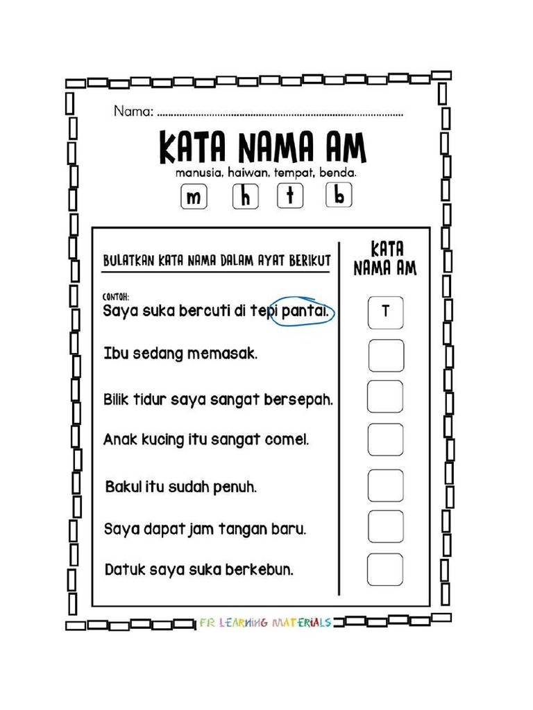 Latihan Kata Nama Am Dan Kata Nama Khas Pdf