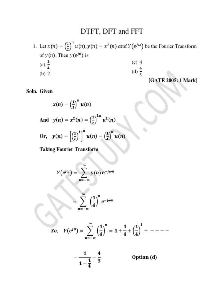 DTFT and DFT PDF | PDF | Discrete Fourier Transform | Fourier Analysis