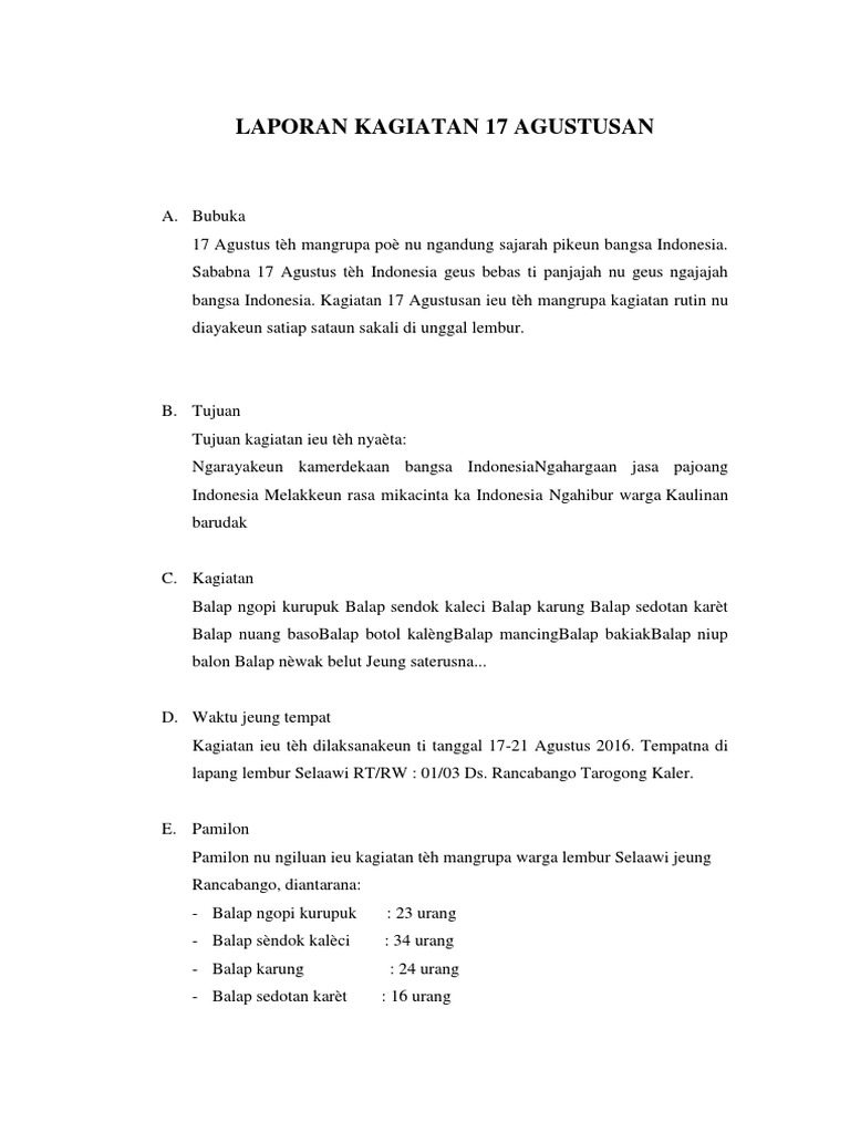Laporan Kagiatan 17 Agustusan Docx