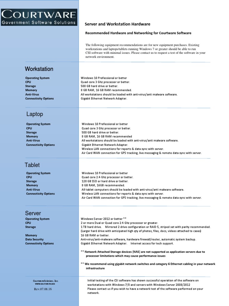 Courtware Software Hardware Guide | PDF | Random Access Memory ...