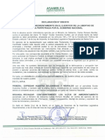 Declaratoria de la Asamblea cruceña contra amedrentamiento del Gobierno a la prensa