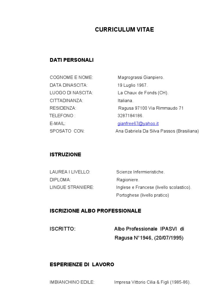 Curriculum vitae autocertificato 08 image