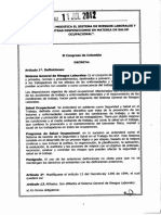 LEY 1562 DE 2012(POR LA CUAL SE MODIFICA EL SISTEMA DE RIESGOS LABORALES Y SE DICTAN OTRAS DISPOSICIONES EN MATERIA DE SALUD OCUPACIONAL) .pdf