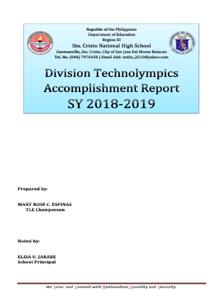 SCNHS Division Technolympics Report 2018 | PDF | Science And Technology