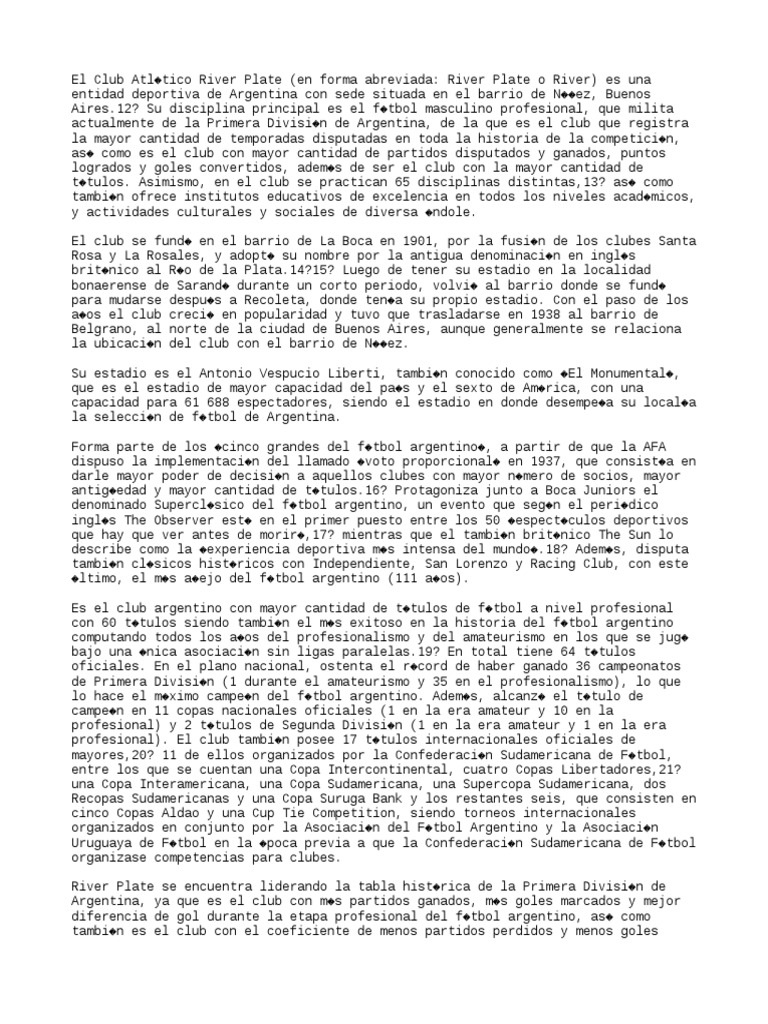 River Plate | PDF | Deportes de equipo | Asociación de equipos de fútbol